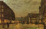 Atkinson Grimshaw, Boar Lane,Leeds by Lamplight